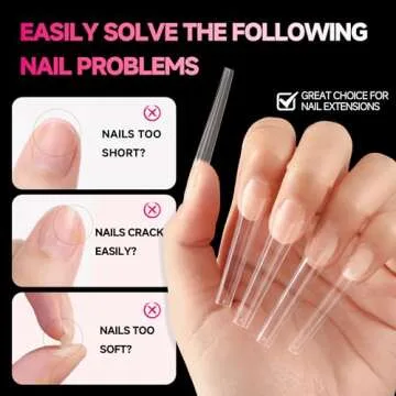 UNA GELLA Extra Long Coffin Nail Tips No C Curve 504PCS XXL Coffin Nails Half Cover Long Coffin Gel x Nails Tips Clear Fake False Nails Long Gel Extensions for Nail Art Salon Home DIY No Need File
