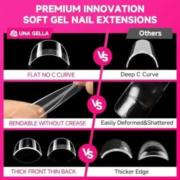 UNA GELLA Extra Long Coffin Nail Tips No C Curve 504PCS XXL Coffin Nails Half Cover Long Coffin Gel x Nails Tips Clear Fake False Nails Long Gel Extensions for Nail Art Salon Home DIY No Need File