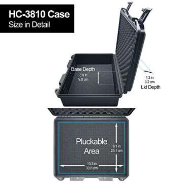 Lykus HC-3810 Waterproof Hard Case with Custom Foam