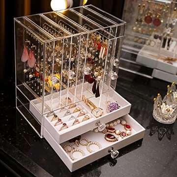 MOOCHI Clear Acrylic Jewelry Box Organizer & Earring Holder