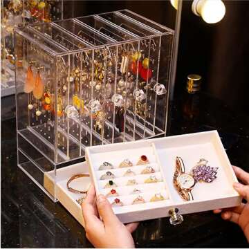 MOOCHI Clear Acrylic Jewelry Box Organizer & Earring Holder