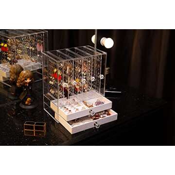 MOOCHI Clear Acrylic Jewelry Box Organizer & Earring Holder