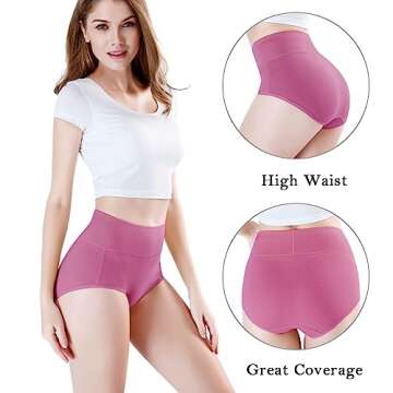 wirarpa 5 Pack Women's Postpartum Underwear High Waisted Ladies Cotton Panties Full Coverage Briefs ...