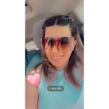 FEISEDY Sunglasses for Women, One Piece Oversized Sunglasses for Men and Women, Wrap Shield Sunglasses for Cycling, Driving, Vacation (B4027, Champagne Frame & Gradual Tea Lens)