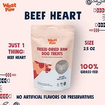 WEST PAW Freeze-Dried Raw All Natural Dog Treats, Single Ingredient, Humanely Raised and Sustainably Sourced, Made in USA, Beef Heart & Pork, 2 Pack