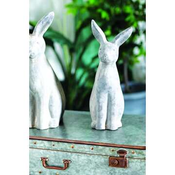 Deco 79 Polystone Rabbit Decorative Garden Sculpture Indoor Outdoor Garden Statues, Set of 2 Outdoor Sculptures, 18"H, Gray