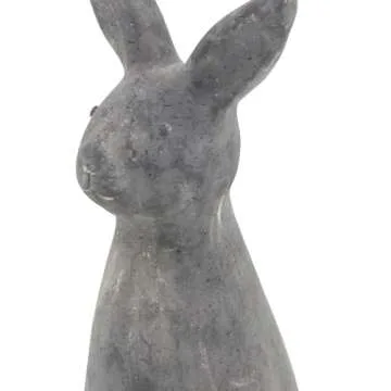 Deco 79 Polystone Rabbit Decorative Garden Sculpture Indoor Outdoor Garden Statues, Set of 2 Outdoor Sculptures, 18"H, Gray