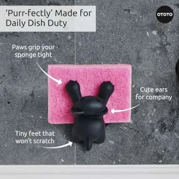 OTOTO Scrubby Sponge Holder - Fun Kitchen Cat Design