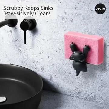 OTOTO Scrubby Sponge Holder - Fun Kitchen Cat Design