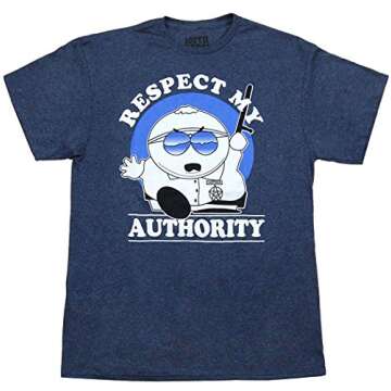 Animation Shops Cartman Respect My Authority T-Shirt for Fans - Small Navy