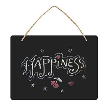 hwojjha Wooden Double Sided Hanging Chalkboard Signs,Memo Message Sign, Vintage Erasable Message Board Sign with Hanging String for Wedding Kitchen Home Party Decoration (Black)
