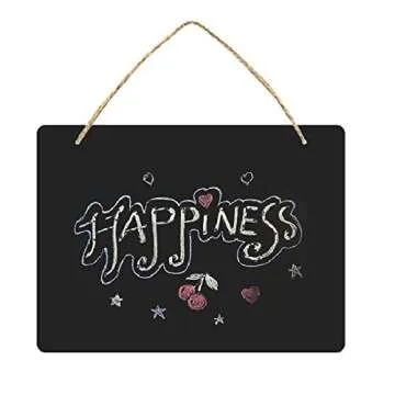 hwojjha Wooden Double Sided Hanging Chalkboard Signs,Memo Message Sign, Vintage Erasable Message Board Sign with Hanging String for Wedding Kitchen Home Party Decoration (Black)
