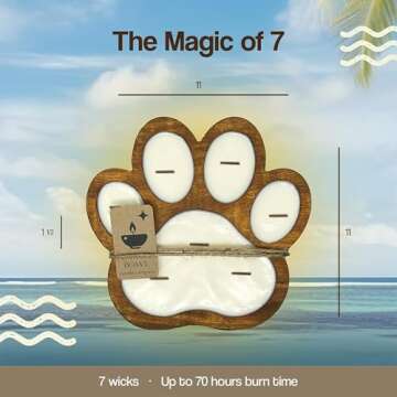 Dough Bowl Candle Company Pet Odor Eliminator for Home - 11"x11"x1.5" Wooden Paw Print Shape Candles, Room Deodorizer, Multipurpose Bowl, 7 Wick Pet Friendly, Odor Exterminator Candles in Beach Linen