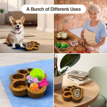 Dough Bowl Candle Company Pet Odor Eliminator for Home - 11"x11"x1.5" Wooden Paw Print Shape Candles, Room Deodorizer, Multipurpose Bowl, 7 Wick Pet Friendly, Odor Exterminator Candles in Beach Linen
