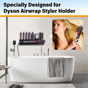 Airwrap Holder Storage Stand for Dyson Airwrap Wall Mount Curling Iron Accessories,Bathroom Organize...