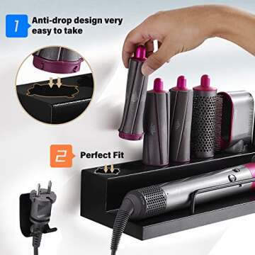Airwrap Holder Storage Stand for Dyson Airwrap Wall Mount Curling Iron Accessories,Bathroom Organizer Holder for Airwrap,No Drilling Installation,Suitable for Bathroom|Bedroom|Hair Salon for Christmas
