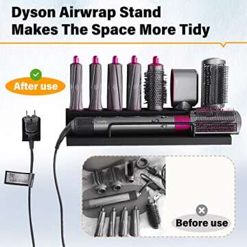 Airwrap Holder Storage Stand for Dyson Airwrap Wall Mount Curling Iron Accessories,Bathroom Organizer Holder for Airwrap,No Drilling Installation,Suitable for Bathroom|Bedroom|Hair Salon for Christmas