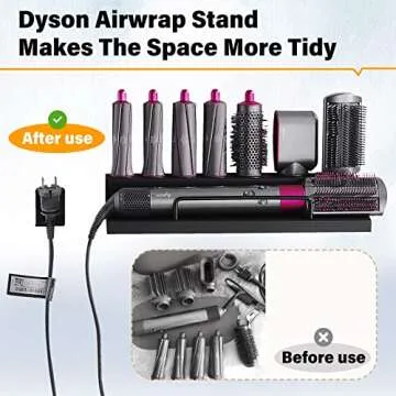 Airwrap Holder Storage Stand for Dyson Airwrap Wall Mount Curling Iron Accessories,Bathroom Organizer Holder for Airwrap,No Drilling Installation,Suitable for Bathroom|Bedroom|Hair Salon for Christmas