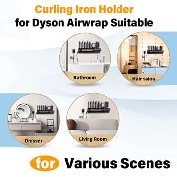 Airwrap Holder Storage Stand for Dyson Airwrap Wall Mount Curling Iron Accessories,Bathroom Organizer Holder for Airwrap,No Drilling Installation,Suitable for Bathroom|Bedroom|Hair Salon for Christmas