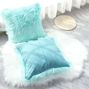 OYIMUA Fluffy Decorative Throw Pillow Covers Set of 2, 16×16, Faux Fur Luxury Pillow Cases for Sofa...