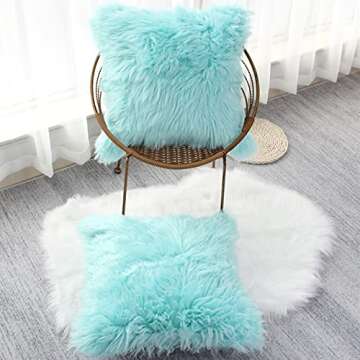 Luxury Faux Fur Throw Pillow Covers Set of 2 16x16