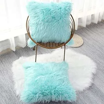 Luxury Faux Fur Throw Pillow Covers Set of 2 16x16