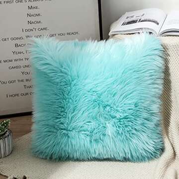 Luxury Faux Fur Throw Pillow Covers Set of 2 16x16