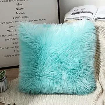 Luxury Faux Fur Throw Pillow Covers Set of 2 16x16