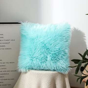 Luxury Faux Fur Throw Pillow Covers Set of 2 16x16