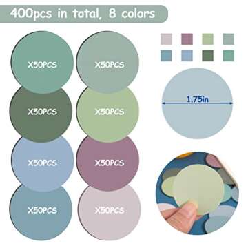 Juome Transparent Sticky Notes, 400Pcs Morandi Cute Round Clear Sticky Tabs, Translucent Book Markers Page Flags Stickers, Bible Journaling Accessories Aesthetic Office School Study Supplies