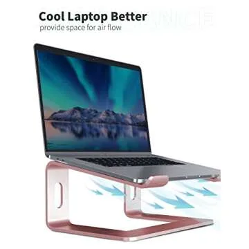SOUNDANCE Laptop Stand, Aluminum Computer Riser, Ergonomic Laptops Elevator for Desk, Metal Holder Compatible with 10 to 15.6 Inches Notebook Computer, Gold Pink