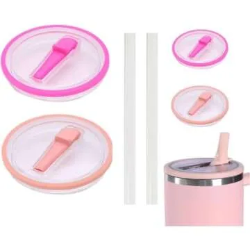 2 Pack 40 oz Replaceable Tumbler Flip Straw Lid for Stanley Cup with Straw, Spill Proof and Reusable...