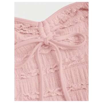 SOLY HUX Women's Peplum Halter Crop Tops Y2K Drawstring Tie Ruched Dressy Casual Spaghetti Strap Cami Top Pure Pink Small