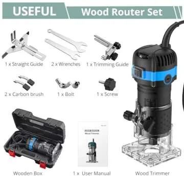 COLFULINE Electric Wood Router with 6 Variable Speeds and Accessories