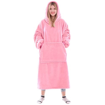 Waitu Wearable Blanket Hoodie - Oversized Comfort Sweatshirt in Bright Pink