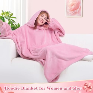 Waitu Wearable Blanket Hoodie in Bright Pink for All Ages