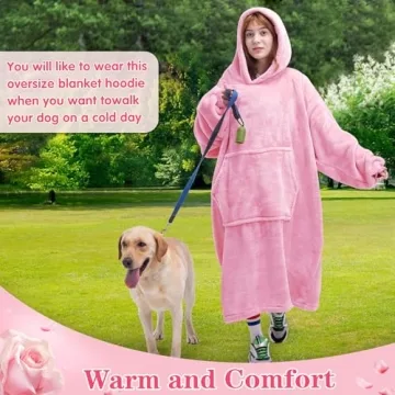 Waitu Wearable Blanket Hoodie in Bright Pink for All Ages