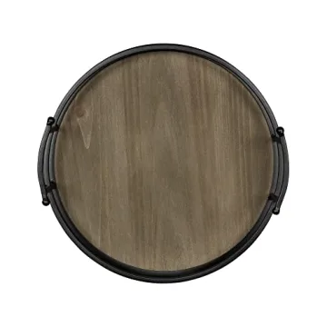 Decorative Round Serving Tray with Handles for Home