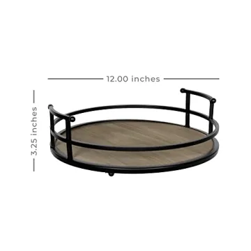 Decorative Round Serving Tray with Handles for Home