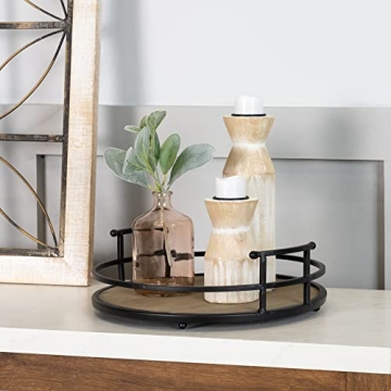 Decorative Round Serving Tray with Handles for Home