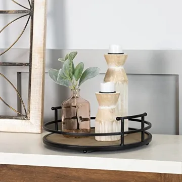 Decorative Round Serving Tray with Handles for Home