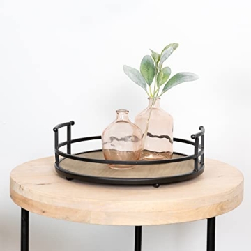 Decorative Round Serving Tray with Handles for Home