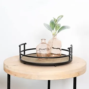Decorative Round Serving Tray with Handles for Home