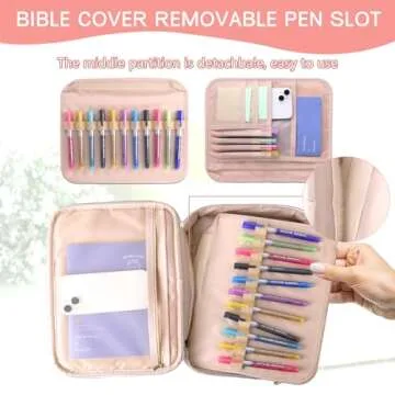 WOBAGMEN Bible Cover Case for Women,Large Leather Bible Cases Christian Gifts for Women Men Girls,Preppy Chenille Letter Bible Bag with Shoulder Strap,Pink Bible Purse Bible Carrying Case for Women