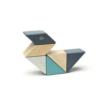 6 Piece Tegu Pocket Pouch Prism Magnetic Wooden Block Set, Blues