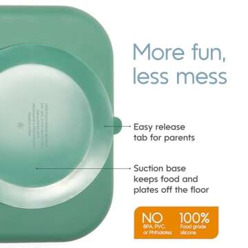 NumNum Silicone Toddler Suction Plates for Baby - 100% Food Grade Divided Plate w/Easy Release Tab, BPA Free & Dishwasher Safe - Non-Slip Dishes for High Top, Dining Table - 2 Pack, 2 Blue