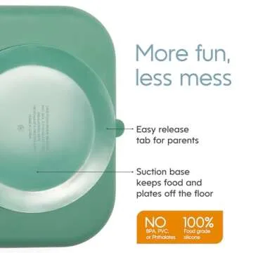 NumNum Silicone Toddler Suction Plates for Baby - 100% Food Grade Divided Plate w/Easy Release Tab, BPA Free & Dishwasher Safe - Non-Slip Dishes for High Top, Dining Table - 2 Pack, 2 Blue