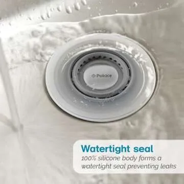 Polder Pop-Up Sink Strainer and Stopper, Silicone Sink Stopper, Kitchen Sink Stopper and Strainer, Kitchen Sink Accessories, Dishwasher-Safe, 4.5" Diameter, Gray