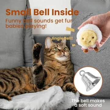 Petinstinct 4 Pack Catnip Toys, Crinkle Cat Toys for Indoor Cats, Soft Stuffed Kitten Chew Toys, Cute and Durable Cat Kicker Toys for Kitten Exercise 4 Inches for All Breeds