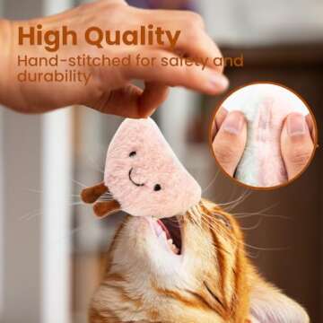 Petinstinct 4 Pack Catnip Toys, Crinkle Cat Toys for Indoor Cats, Soft Stuffed Kitten Chew Toys, Cute and Durable Cat Kicker Toys for Kitten Exercise 4 Inches for All Breeds